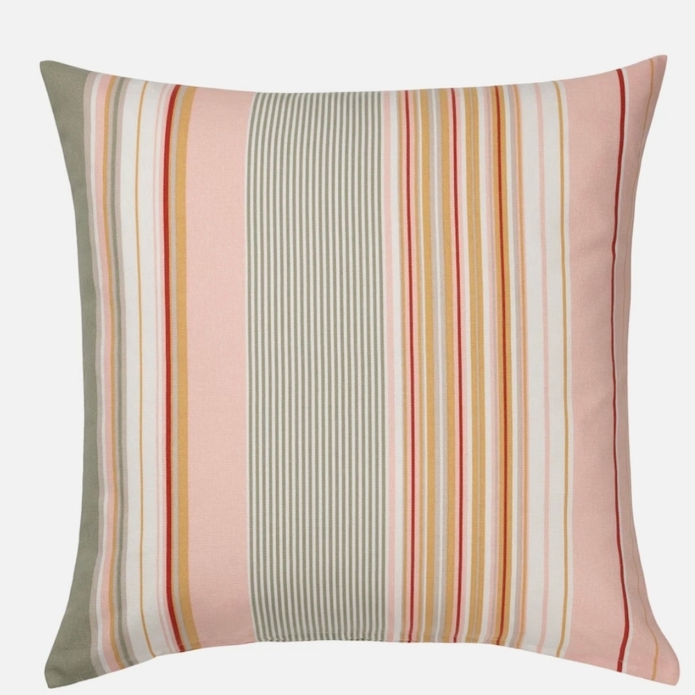 Set Of 2 IKEA Striped Pillow Covers in Pink, Orange, and Cream